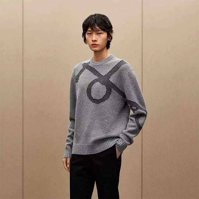 hermes maxi crew neck knit sweater